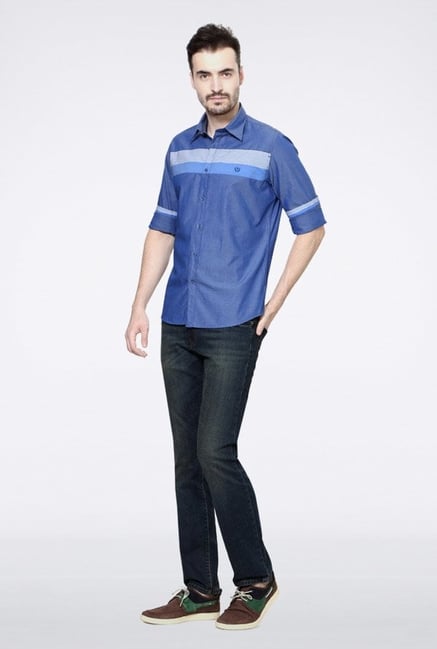 Van Heusen Blue Printed Casual Shirt Van Heusen Blue Printed Casual Shirt