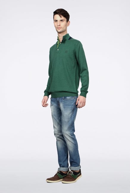 Van Heusen Green Solid Sweater Van Heusen Green Solid Sweater