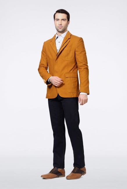 Van Heusen Yellow Solid Blazer Van Heusen Yellow Solid Blazer