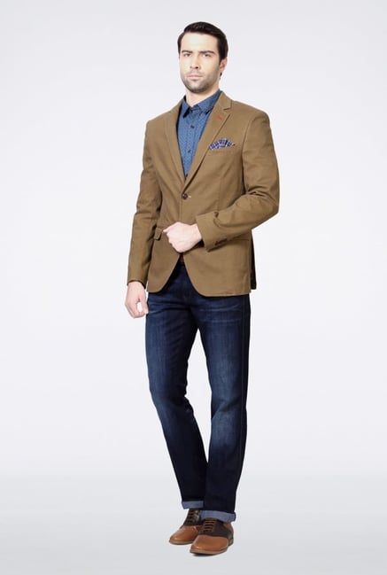 Van Heusen Khaki Solid Blazer Van Heusen Khaki Solid Blazer