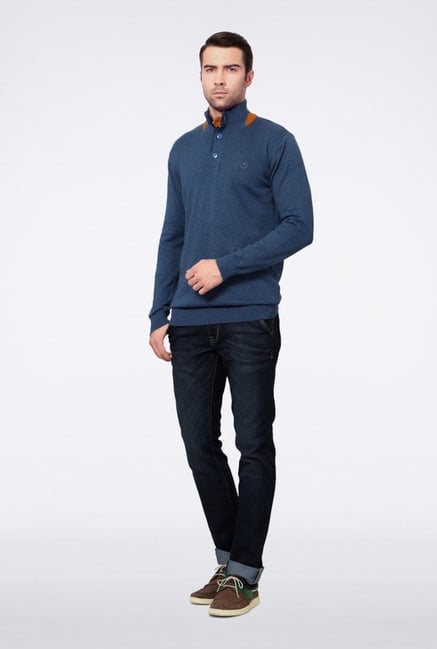 Van Heusen Blue Solid Sweater Van Heusen Blue Solid Sweater