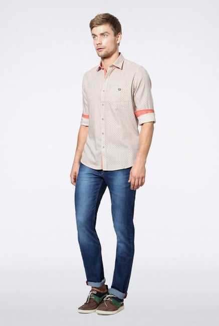 Van Heusen Beige Printed Casual Shirt Van Heusen Beige Printed Casual Shirt