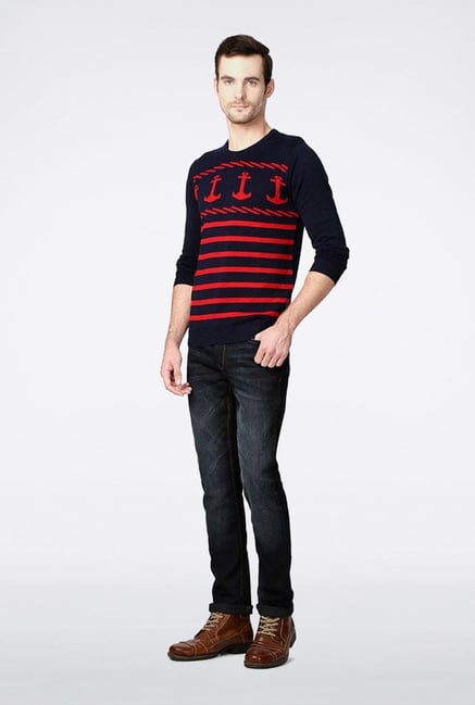 Van Heusen Navy Printed Sweater Van Heusen Navy Printed Sweater