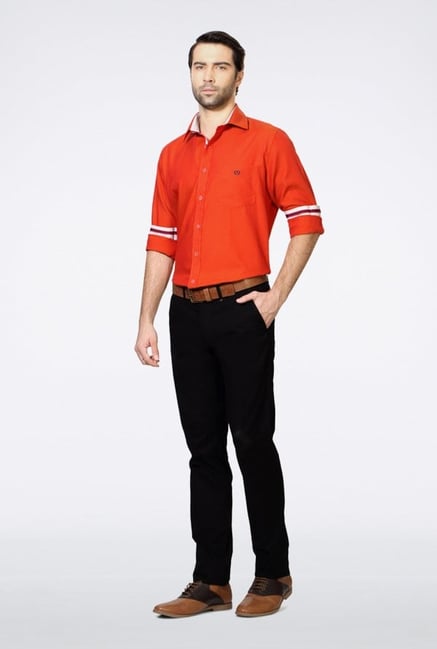 Van Heusen Orange Solid Casual Shirt Van Heusen Orange Solid Casual Shirt