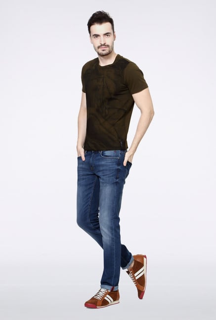 Van Heusen Olive Graphic Crew T Shirt Van Heusen Olive Graphic Crew T Shirt