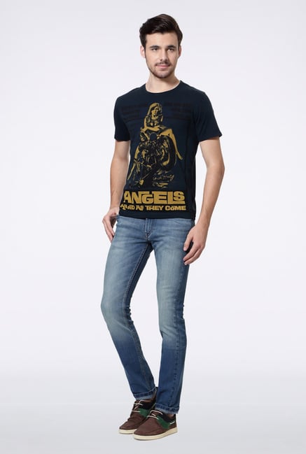 Van Heusen Navy Graphic Crew T Shirt Van Heusen Navy Graphic Crew T Shirt