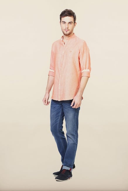 Van Heusen Orange Solid Casual Shirt Van Heusen Orange Solid Casual Shirt