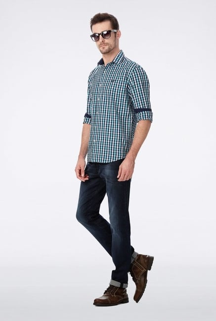 University Of Oxford Blue Checks Casual Shirt University Of Oxford Blue Checks Casual Shirt