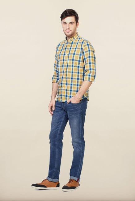 Van Heusen Yellow Checks Casual Shirt Van Heusen Yellow Checks Casual Shirt