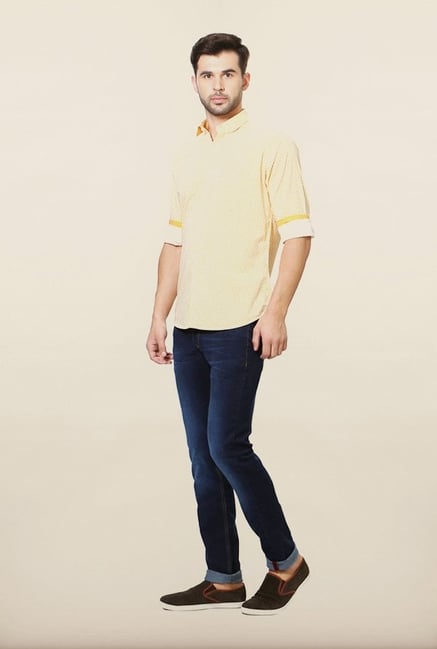 Van Heusen Yellow Printed Casual Shirt Van Heusen Yellow Printed Casual Shirt