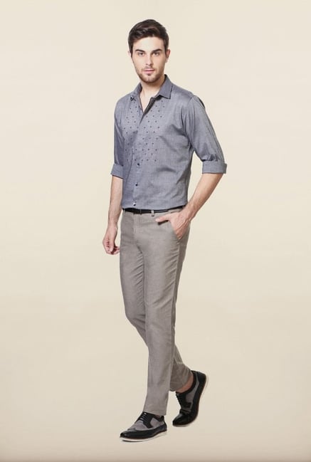 Van Heusen Grey Embroidered Casual Shirt Van Heusen Grey Embroidered Casual Shirt