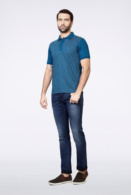 Van Heusen Blue Printed Polo T Shirt Van Heusen Blue Printed Polo T Shirt