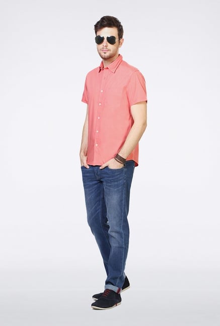 People Pink Solid Casual Shirt People Pink Solid Casual Shirt