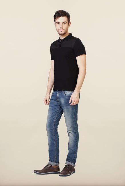 Van Heusen Black Solid Polo T Shirt Van Heusen Black Solid Polo T Shirt