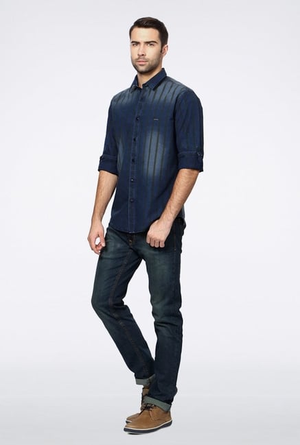 Van Heusen Blue Striped Casual Shirt Van Heusen Blue Striped Casual Shirt