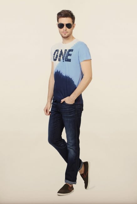 People Blue Graphic Crew T Shirt People Blue Graphic Crew T Shirt
