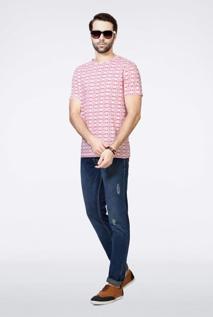 People Pink Printed Crew T Shirt People Pink Printed Crew T Shirt