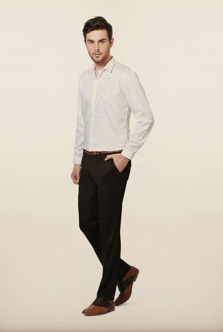 Van Heusen White Embroidered Casual Shirt Van Heusen White Embroidered Casual Shirt