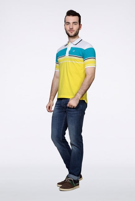 Van Heusen Yellow Solid Polo T Shirt Van Heusen Yellow Solid Polo T Shirt