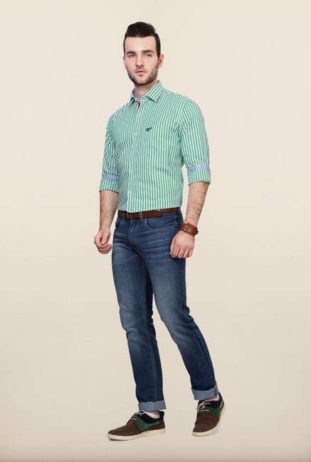 University Of Oxford Turquoise Striped Casual Shirt University Of Oxford Turquoise Striped Casual Shirt