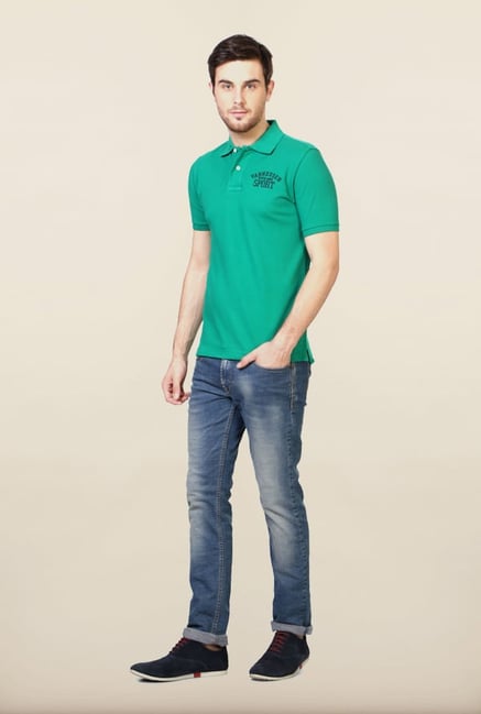Van Heusen Green Solid Polo T Shirt Van Heusen Green Solid Polo T Shirt