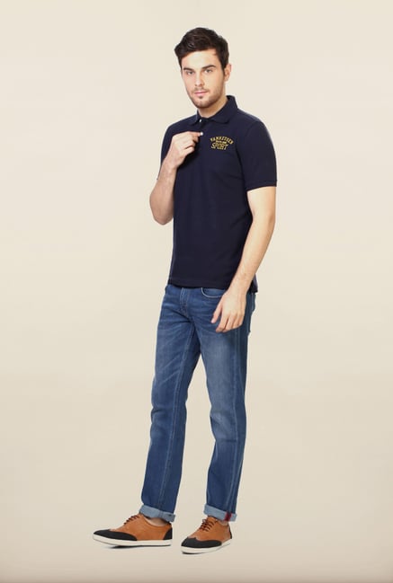 Van Heusen Navy Solid Polo T Shirt Van Heusen Navy Solid Polo T Shirt