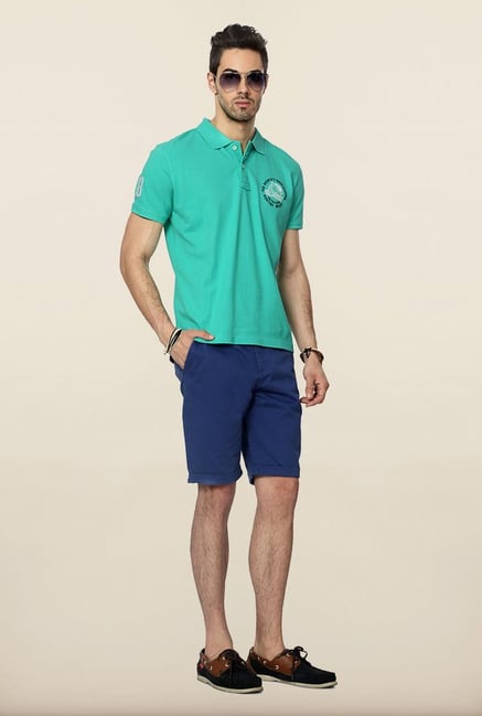 People Turquoise Solid Polo T Shirt People Turquoise Solid Polo T Shirt