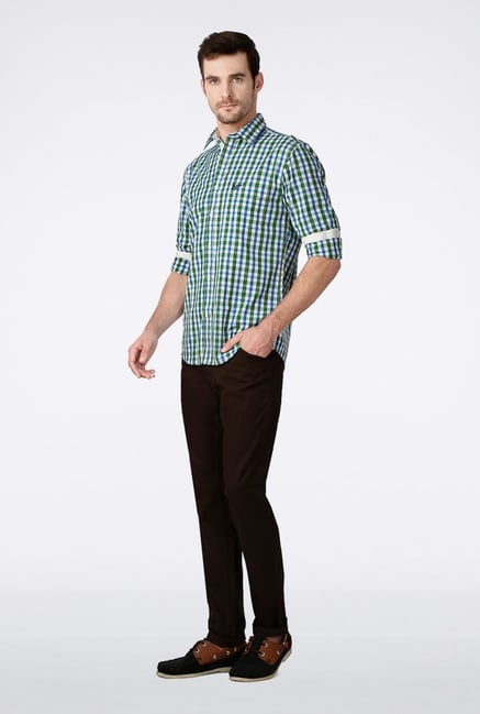University Of Oxford Green Checks Casual Shirt University Of Oxford Green Checks Casual Shirt
