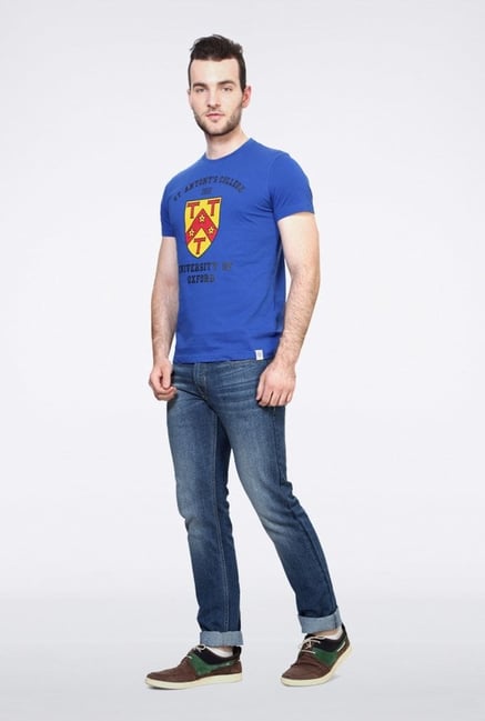 University Of Oxford Blue Graphic Crew T Shirt University Of Oxford Blue Graphic Crew T Shirt