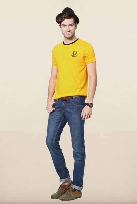 University Of Oxford Yellow Solid Crew T Shirt University Of Oxford Yellow Solid Crew T Shirt