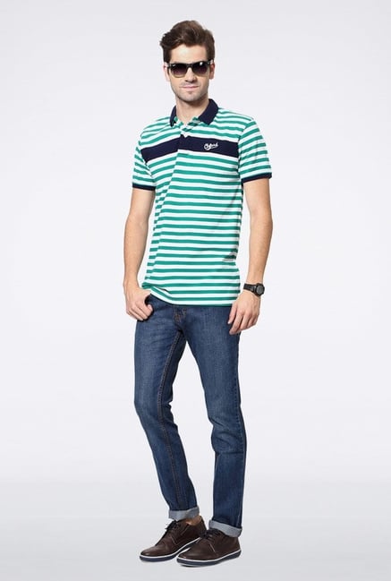 University Of Oxford Green Striped Polo T Shirt University Of Oxford Green Striped Polo T Shirt