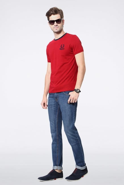 University Of Oxford Red Solid Crew T Shirt University Of Oxford Red Solid Crew T Shirt