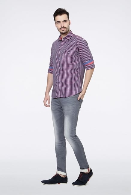 Van Heusen Purple Checks Casual Shirt Van Heusen Purple Checks Casual Shirt