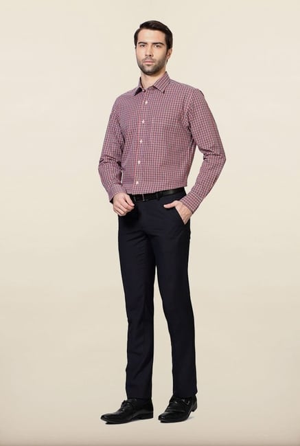 Peter England Orange & Navy Checks Formal Shirt Peter England Orange & Navy Checks Formal Shirt