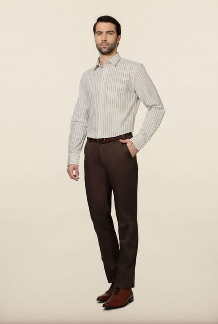 Peter England White & Navy Striped Formal Shirt Peter England White & Navy Striped Formal Shirt