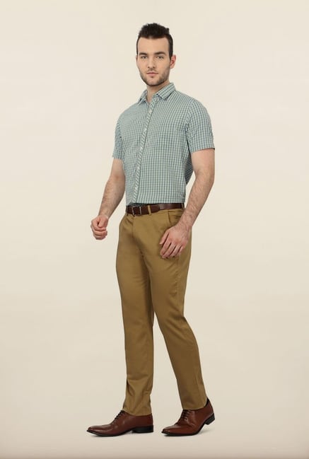 Peter England Green Checks Formal Shirt Peter England Green Checks Formal Shirt