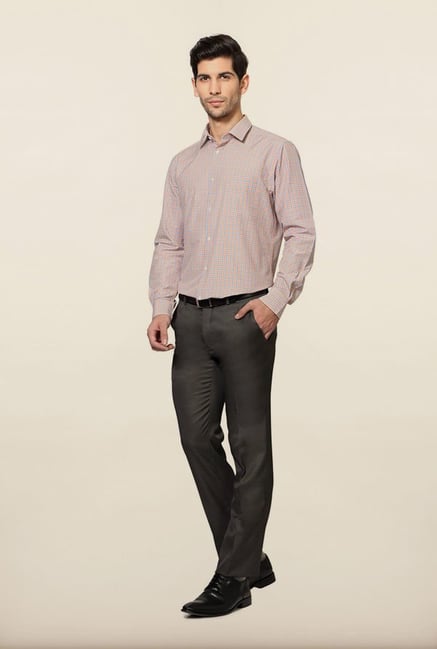 Peter England Orange & Blue Checks Formal Shirt Peter England Orange & Blue Checks Formal Shirt