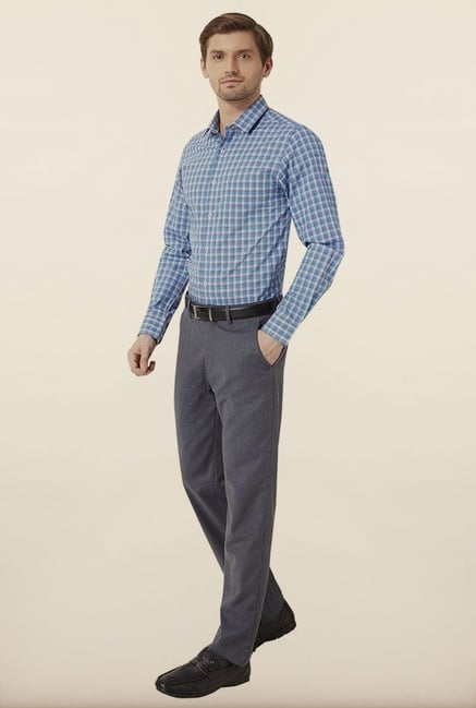 Peter England Blue Checks Cotton Formal Shirt Peter England Blue Checks Cotton Formal Shirt