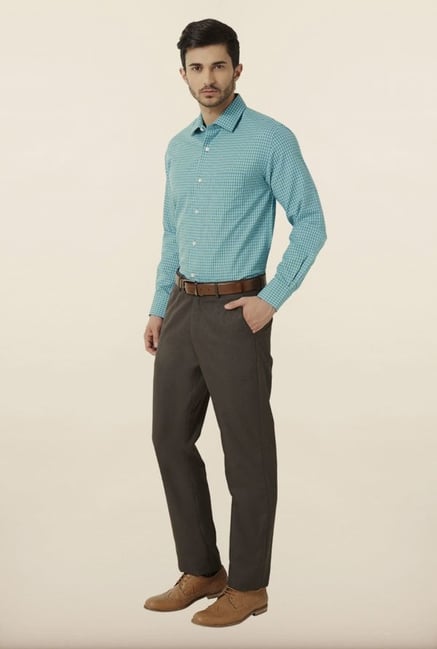 Peter England Blue & Green Checks Formal Shirt Peter England Blue & Green Checks Formal Shirt