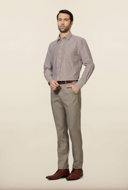 Peter England Maroon Striped Formal Shirt Peter England Maroon Striped Formal Shirt