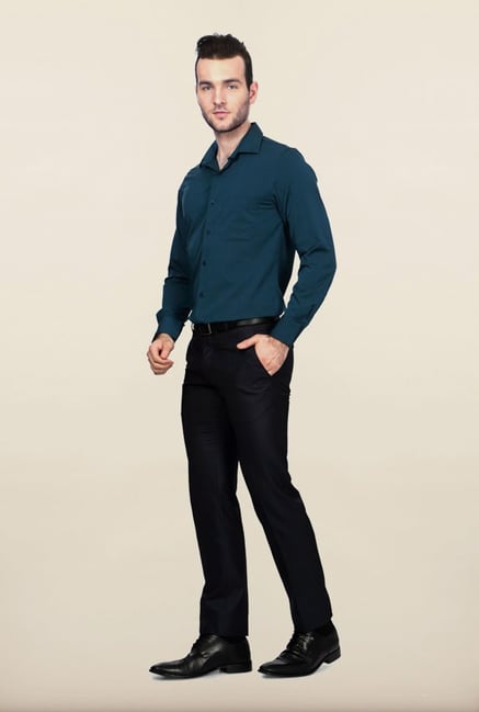 Peter England Teal Solid Formal Shirt Peter England Teal Solid Formal Shirt