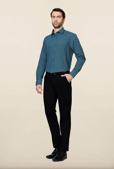Peter England Teal Blue Checks Formal Shirt Peter England Teal Blue Checks Formal Shirt