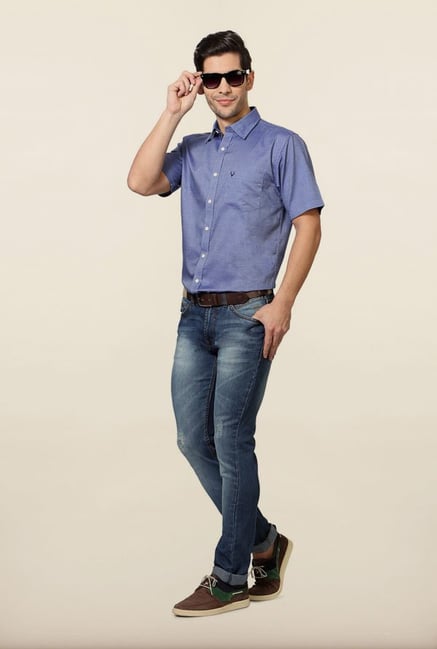 Allen Solly Blue Solid Formal Shirt Allen Solly Blue Solid Formal Shirt