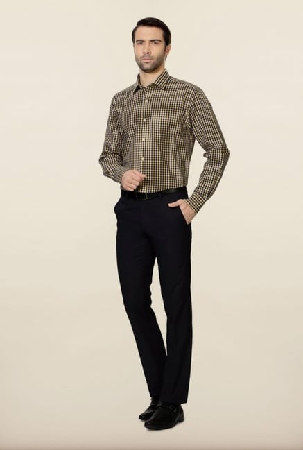 Peter England Yellow & Blue Checks Formal Shirt Peter England Yellow & Blue Checks Formal Shirt