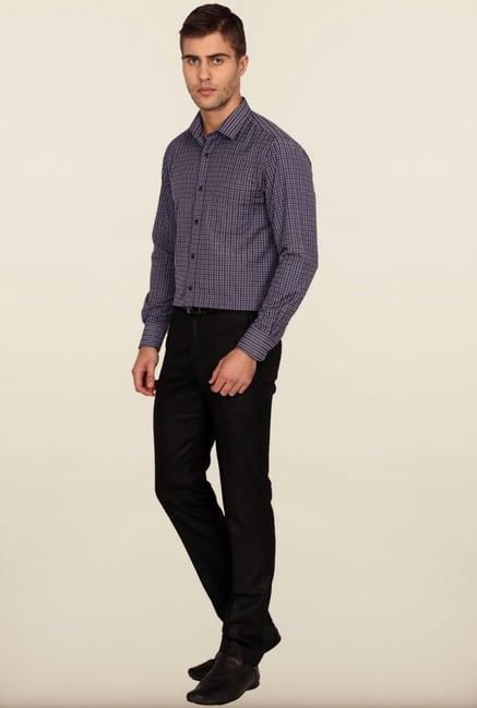 Peter England Greyish Blue Checks Formal Shirt Peter England Greyish Blue Checks Formal Shirt