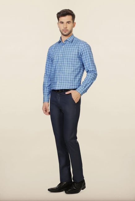 Peter England Blue Checks Formal Shirt Peter England Blue Checks Formal Shirt