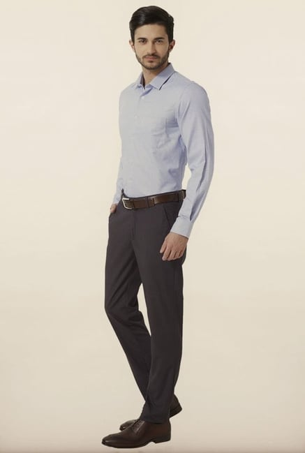 Peter England Blue Jacquard Formal Shirt Peter England Blue Jacquard Formal Shirt
