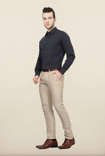 Peter England Dark Grey Cotton Formal Shirt Peter England Dark Grey Cotton Formal Shirt