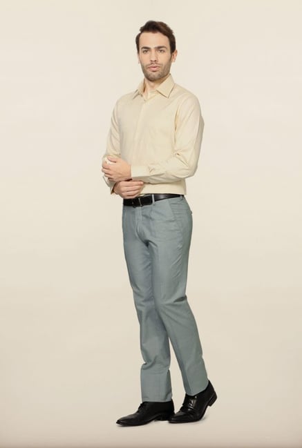 Peter England Cream Checks Formal Shirt Peter England Cream Checks Formal Shirt
