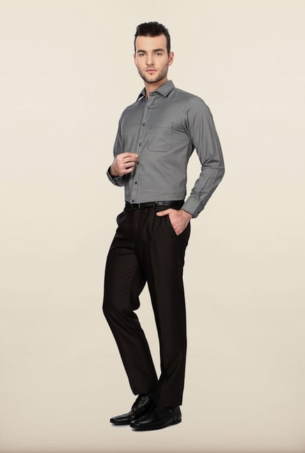 Peter England Grey Striped Formal Shirt Peter England Grey Striped Formal Shirt